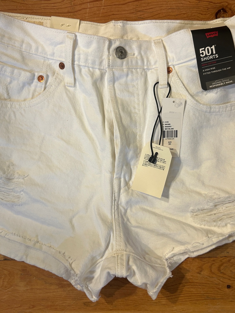 Levi's White Distressed Denim Cutoff Shorts